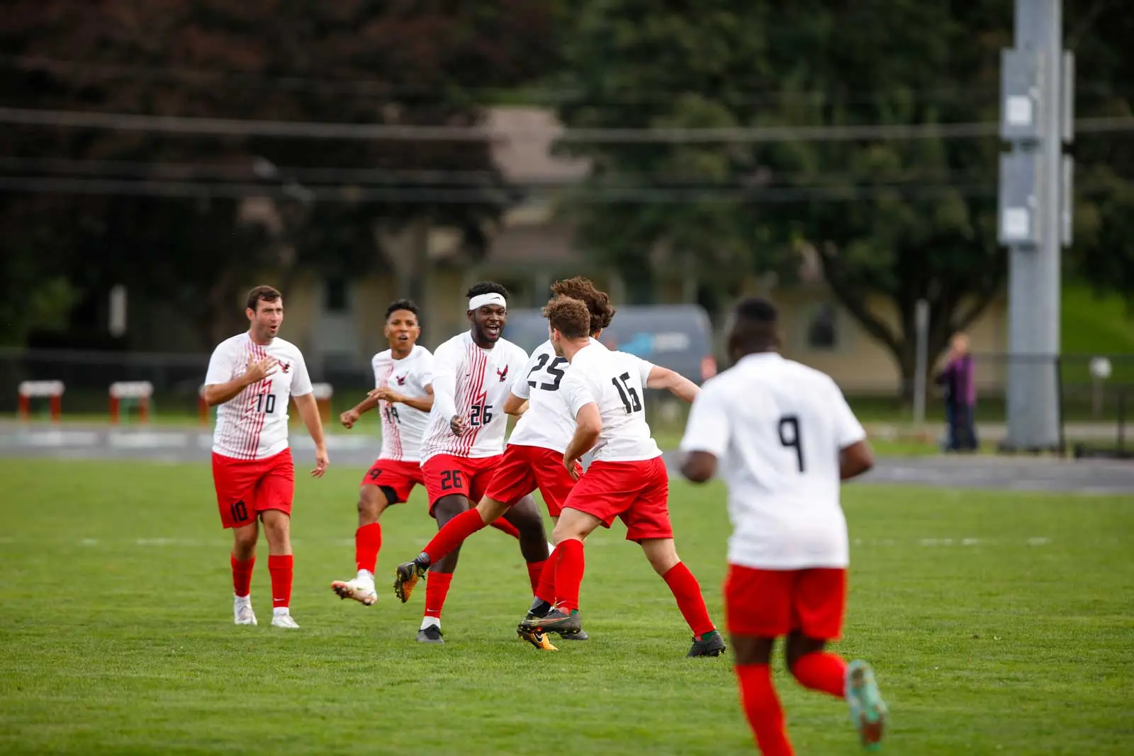 Students playing soccer