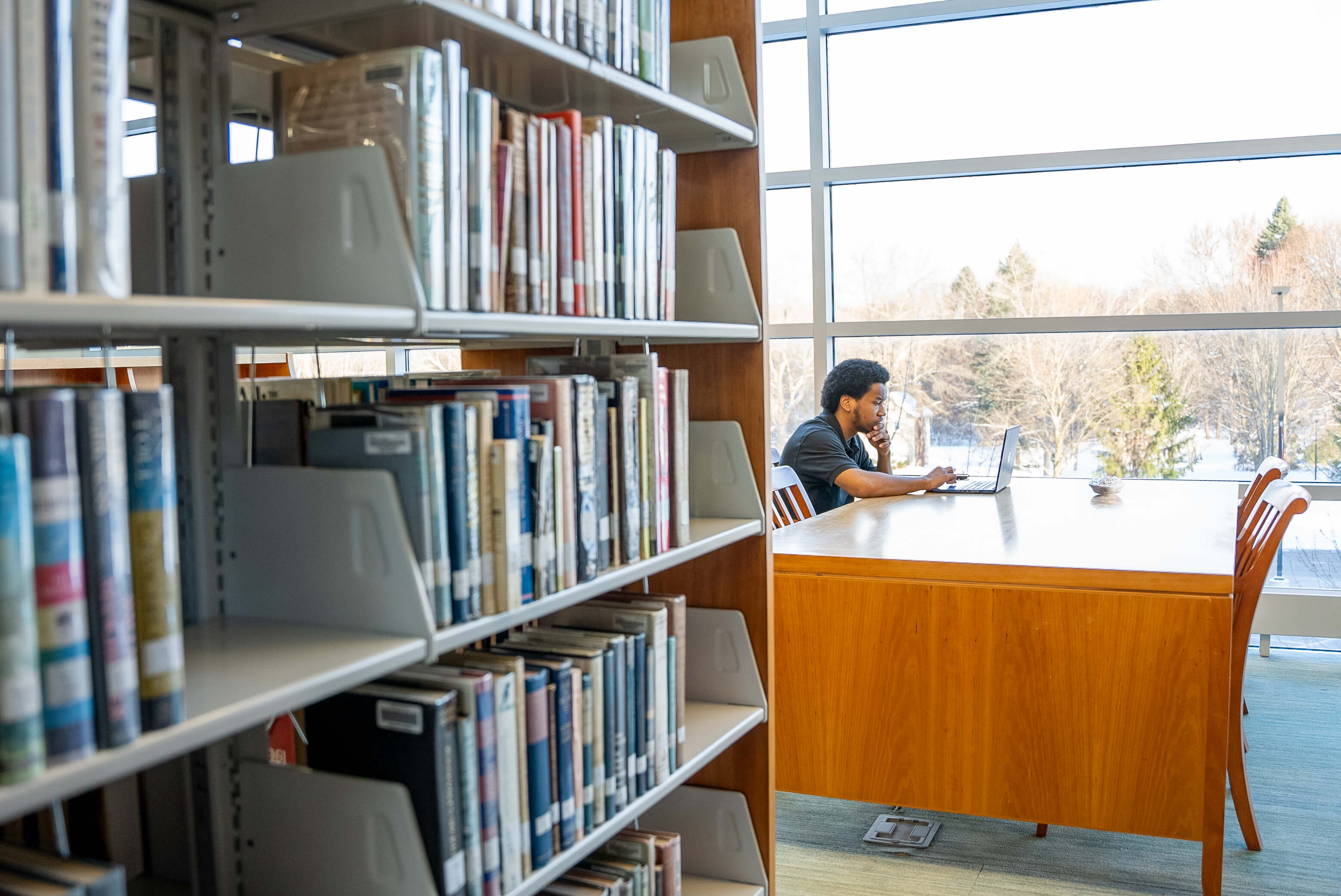 A male student studying 