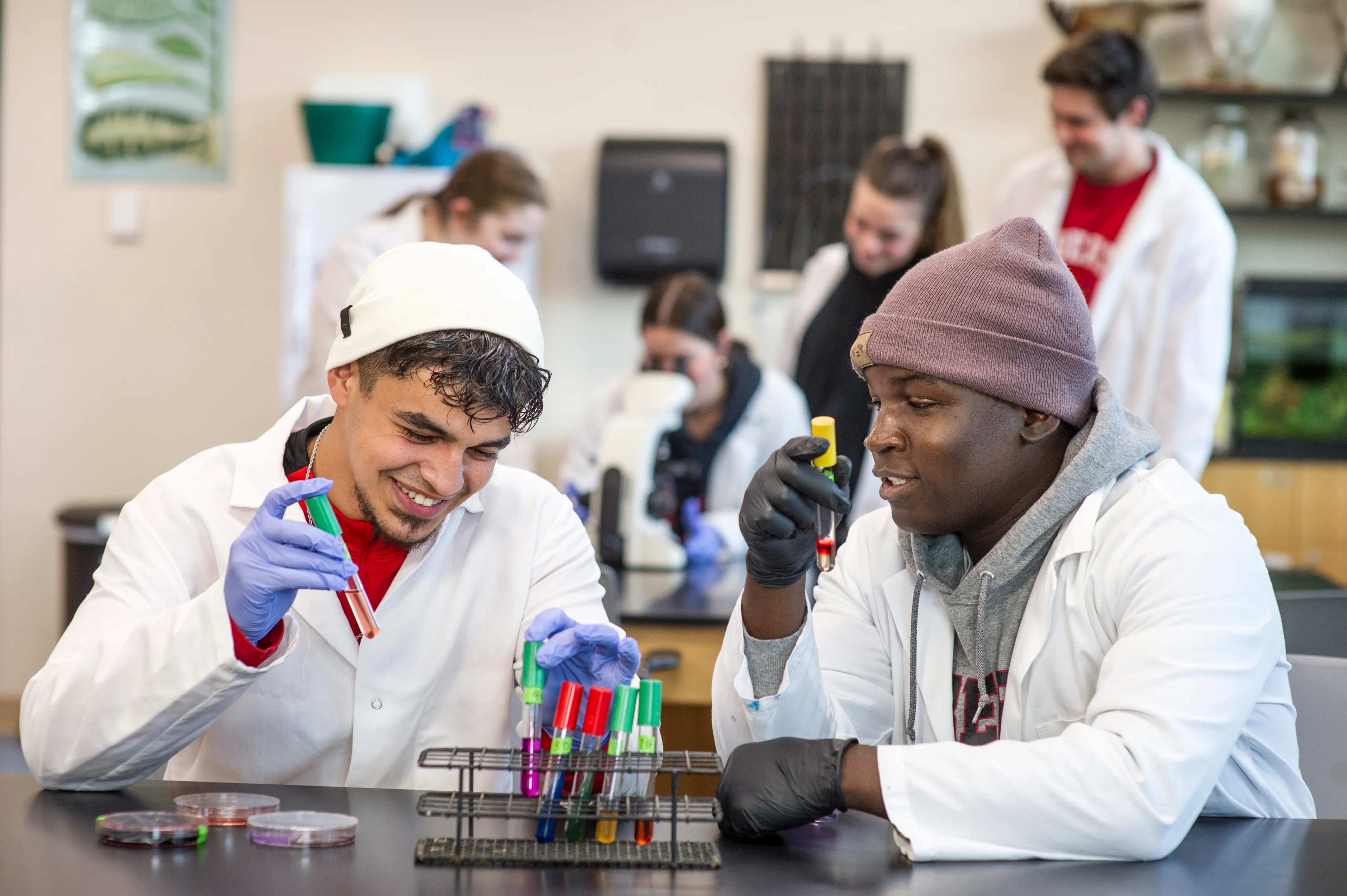 Hossam and Josh with test tubes